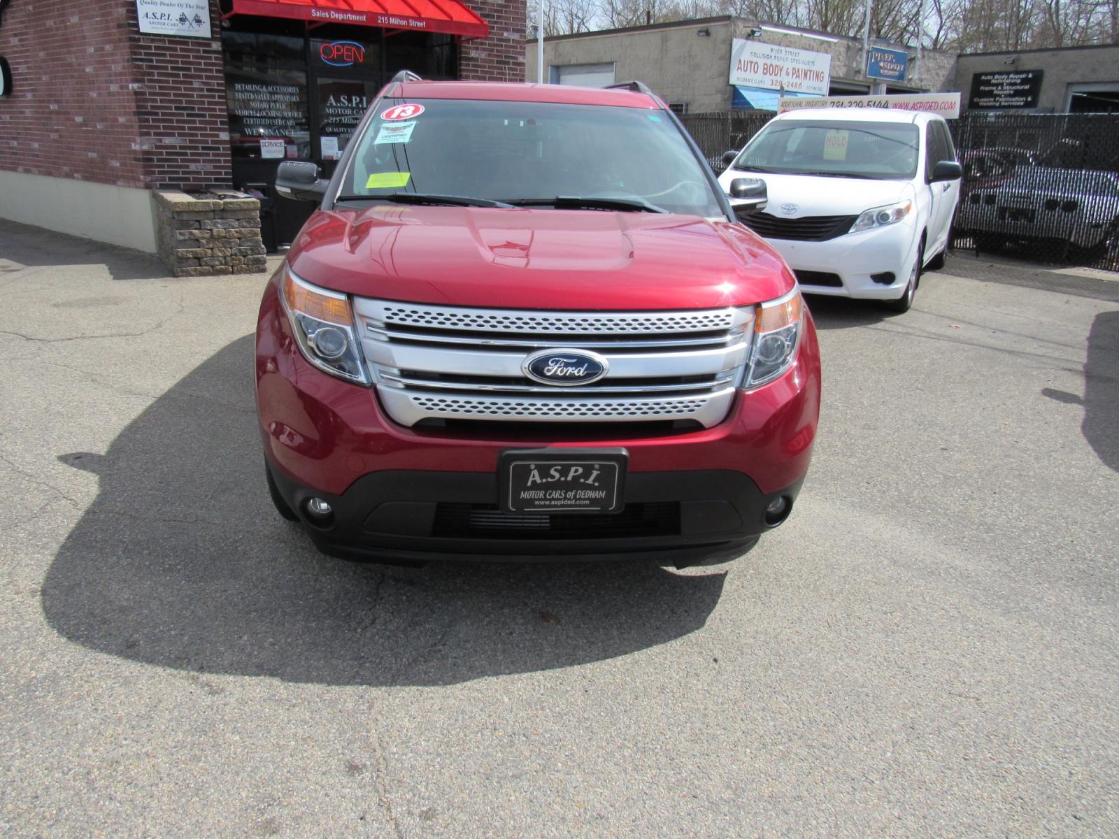 2013 Burgandy /Black Ford Explorer XLT 4WD (1FM5K8D81DG) with an 3.5L V6 DOHC 24V engine, 6-Speed Automatic transmission, located at 215 Milton St, Dedham, MA, 02026, (781) 329-5144, 42.241905, -71.157295 - This nice SUV has room for the hole family. 7 Passenger leather interior. Runs like new. All ASPI Motor Cars vehicles are fully serviced and certified. Comes with a 3/3 nationwide warranty included in the price. Call for details. - Photo #1