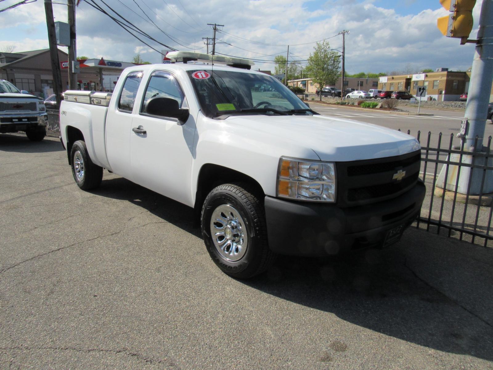 2011 White /Gray Chevrolet Silverado 1500 Work Truck Ext. Cab 4WD (1GCRKPE37BZ) with an 5.3L V8 OHV 16V FFV engine, 4-Speed Automatic transmission, located at 215 Milton St, Dedham, MA, 02026, (781) 329-5144, 42.241905, -71.157295 - This nice work truck has plenty of room for your tools. This is a Certified vehicle. Comes with a 3/3 nationwide warranty included in the price. Call for details. All ASPI Motor Cars vehicles are serviced before they are delivered to assure the highest quality used vehicles. - Photo #0