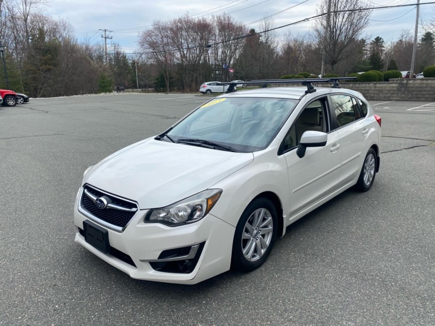 2015 White /Tan Subaru Impreza 2.0i Premium PZEV 5-Door (JF1GPAC61FH) with an 2.0L H4 DOHC 16V engine, Continuously Variable Transmission transmission, located at 215 Milton St, Dedham, MA, 02026, (781) 329-5144, 42.241905, -71.157295 - Photo#3