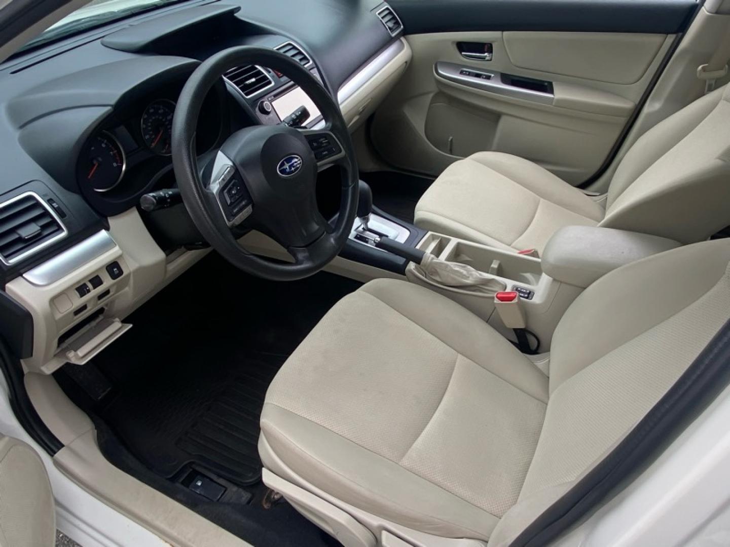 2015 White /Tan Subaru Impreza 2.0i Premium PZEV 5-Door (JF1GPAC61FH) with an 2.0L H4 DOHC 16V engine, Continuously Variable Transmission transmission, located at 215 Milton St, Dedham, MA, 02026, (781) 329-5144, 42.241905, -71.157295 - Photo#9