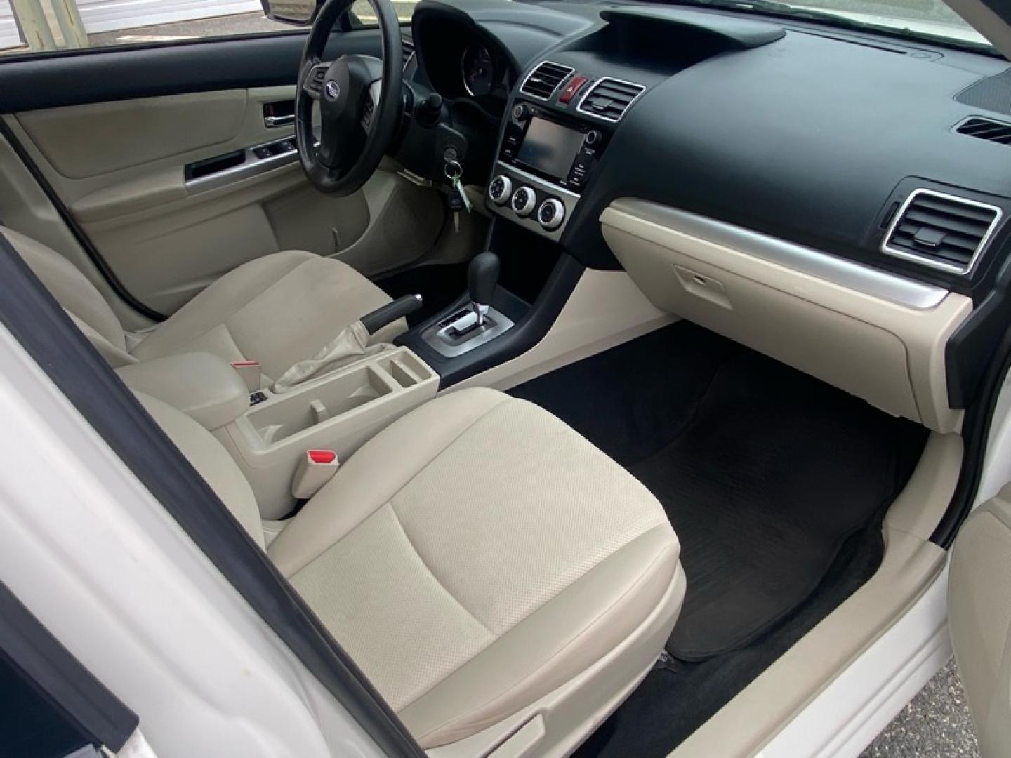2015 White /Tan Subaru Impreza 2.0i Premium PZEV 5-Door (JF1GPAC61FH) with an 2.0L H4 DOHC 16V engine, Continuously Variable Transmission transmission, located at 215 Milton St, Dedham, MA, 02026, (781) 329-5144, 42.241905, -71.157295 - Photo#11