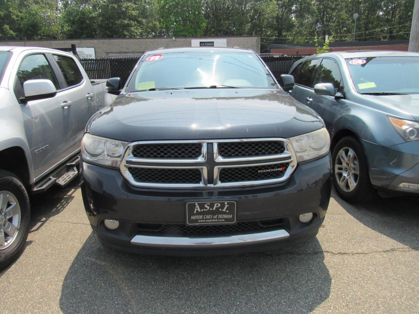 2012 Blue /Gray Dodge Durango Crew AWD (1C4RDJDG4CC) with an 3.6L V6 DOHC 24V engine, 5-Speed Automatic transmission, located at 215 Milton St, Dedham, MA, 02026, (781) 329-5144, 42.241905, -71.157295 - Looking for basic transportation, this is the one. This vehicle has been serviced, but is being sold as-is. Vehicle runs and drives great. Hard to find any vehicles in this price range. Great first vehicle or City vehicle. Call today.. - Photo#1