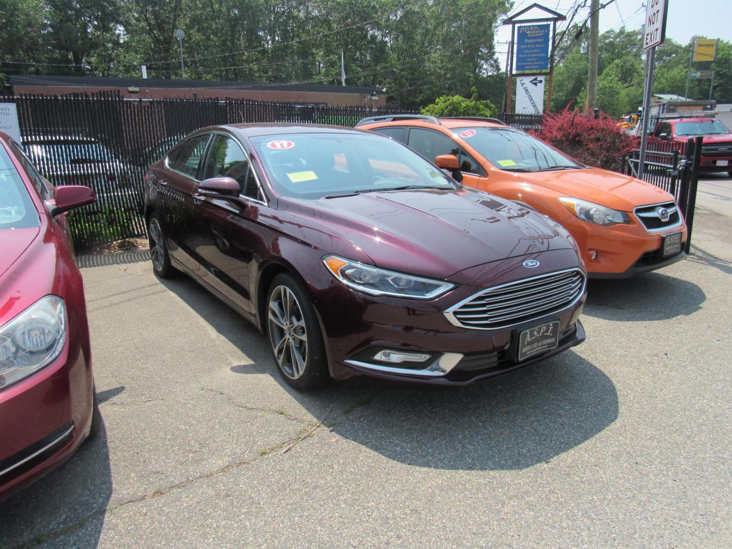 2017 Maroon /Black Ford Fusion Titanium (3FA6P0K99HR) with an 2.0L L4 DOHC 16V engine, 6A transmission, located at 215 Milton St, Dedham, MA, 02026, (781) 329-5144, 42.241905, -71.157295 - This nice loaded sedan is in excellent condition. Runs as good as it looks. Low mileage. All ASPI Motor Cars vehicles are fully service before they are delivered to assure the highest quality used vehicles. Comes with a 3/3 warranty included in the price. Call for details. all vehicles do not i - Photo#0