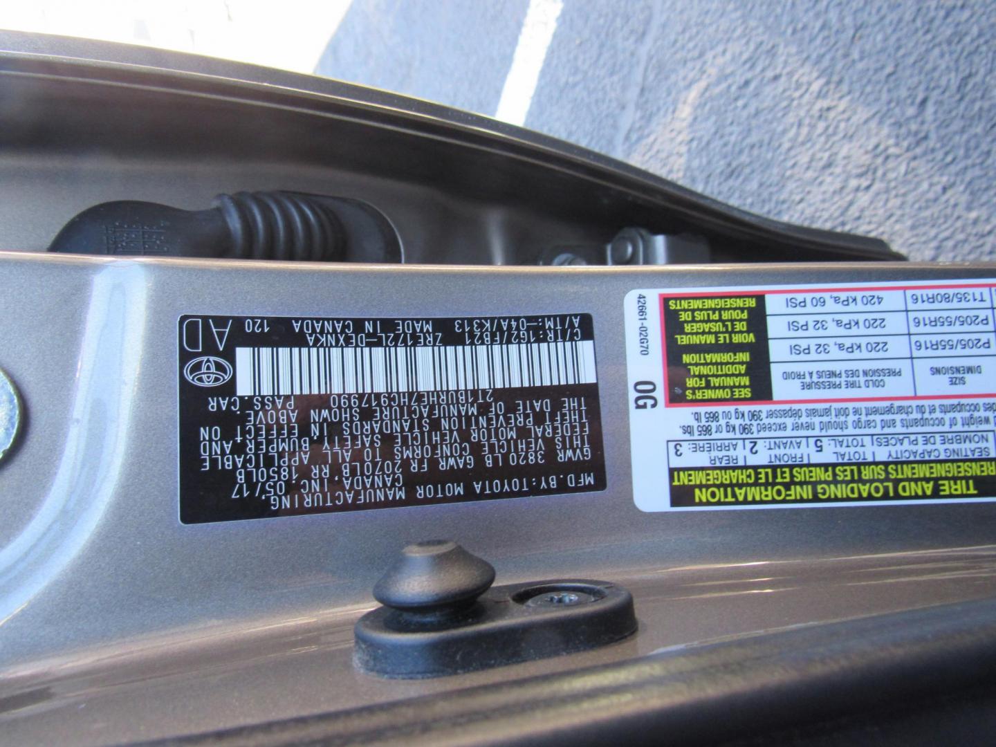 2017 Tan /Gray Toyota Corolla L CVT (2T1BURHE7HC) with an 1.8L L4 DOHC 16V engine, CVT transmission, located at 215 Milton St, Dedham, MA, 02026, (781) 329-5144, 42.241905, -71.157295 - Photo#15
