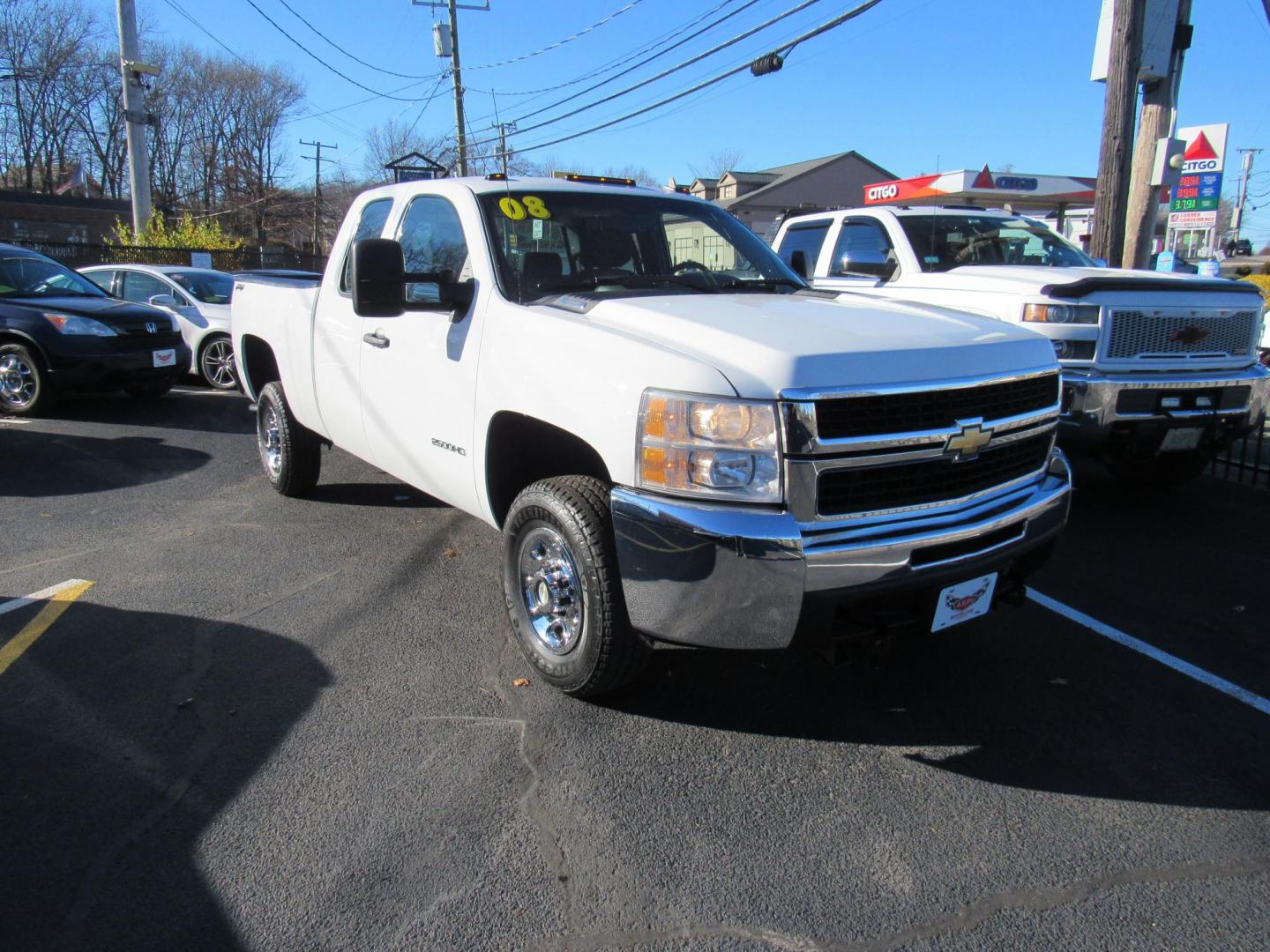 2008 White /Grey Chevrolet Silverado 2500HD LT1 Ext. Cab Long Box 4WD (1GCHK29K18E) with an 6.0L V8 OHV 16V engine, 6-Speed Automatic Overdrive transmission, located at 215 Milton St, Dedham, MA, 02026, (781) 329-5144, 42.241905, -71.157295 - Don't miss this one. 32K mile 2500HD work truck. This truck is in great condition. Fisher Plow ready. Has a plow frame, but no electronics or blade. All ASPI Motor Cars vehicles are serviced before they are delivered to assure the highest quality used vehicles. Call today! - Photo#0