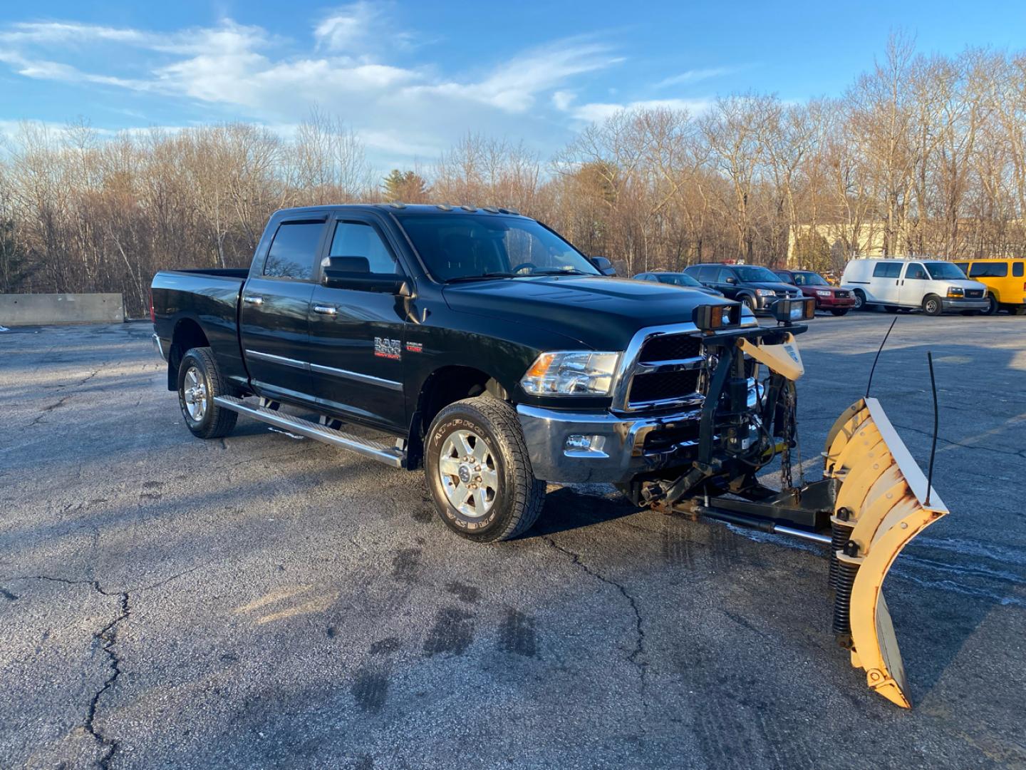 2015 BLACK /Grey RAM 2500 SLT Crew Cab SWB 4WD (3C6UR5DJ3FG) with an 6.7L L6 engine, 6-Speed Automatic transmission, located at 215 Milton St, Dedham, MA, 02026, (781) 329-5144, 42.241905, -71.157295 - Step into the driver's seat of this sleek Black 2015 RAM 2500 and feel the power at your fingertips. This beast of a truck packs a punch while also ensuring your safety with features like ABS Brakes and multiple airbags strategically placed throughout the cabin. Whether you're cruising down the high - Photo#0