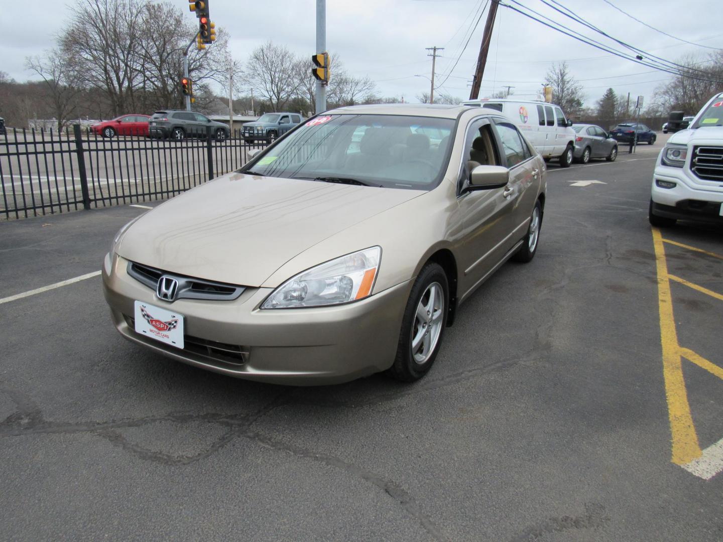 2004 Tan /BROWN Honda Accord EX sedan AT (1HGCM56614A) with an 2.4L L4 DOHC 16V engine, 5-Speed Automatic Overdrive transmission, located at 215 Milton St, Dedham, MA, 02026, (781) 329-5144, 42.241905, -71.157295 - This little sedan is far from perfect, but it is reliable transportation. Paint has scratches and lots of touch up. Overall, it looks OK Lots of life left in this low mileage vehicle. Great for a kids first car or a commuter vehicle to Boston. All ASPI Motor Cars vehicles are fully serviced before t - Photo#2