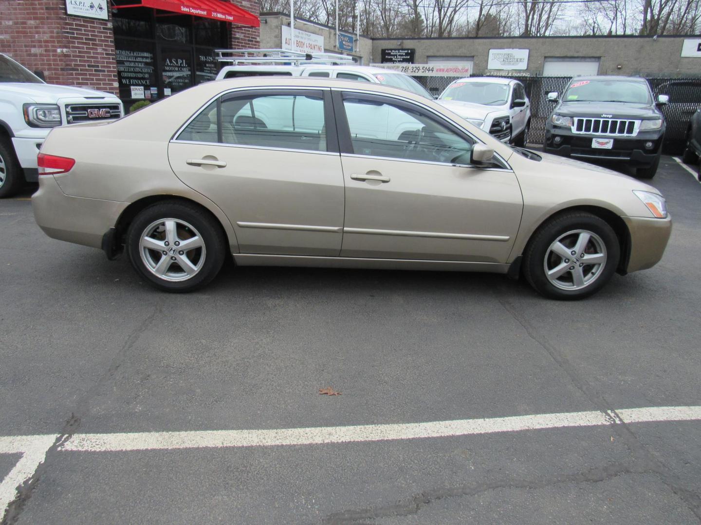 2004 Tan /BROWN Honda Accord EX sedan AT (1HGCM56614A) with an 2.4L L4 DOHC 16V engine, 5-Speed Automatic Overdrive transmission, located at 215 Milton St, Dedham, MA, 02026, (781) 329-5144, 42.241905, -71.157295 - This little sedan is far from perfect, but it is reliable transportation. Paint has scratches and lots of touch up. Overall, it looks OK Lots of life left in this low mileage vehicle. Great for a kids first car or a commuter vehicle to Boston. All ASPI Motor Cars vehicles are fully serviced before t - Photo#6