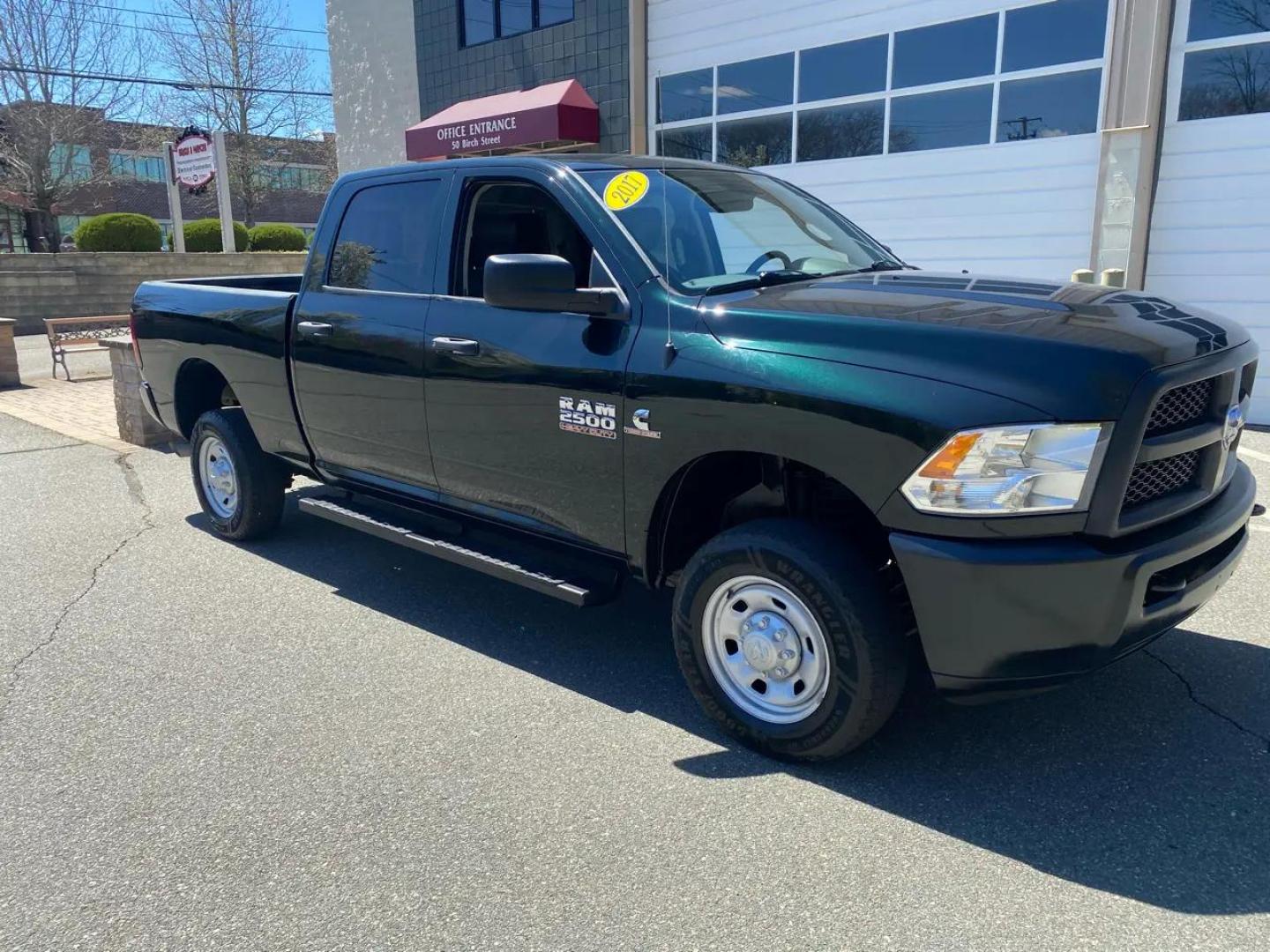 2017 /gray RAM 2500 Tradesman Crew Cab SWB 4WD (3C6UR5CL5HG) with an 6.7L L6 OHV 24V TURBO DIESEL engine, 6A transmission, located at 215 Milton St, Dedham, MA, 02026, (781) 329-5144, 42.241905, -71.157295 - Hop in and experience the power of this Dark Green 2017 RAM 2500! Equipped with top-notch safety features like Child Safety Door Locks and multiple airbags, you can rest assured that your loved ones are in good hands. Cruise control will make long drives a breeze, while the Tachometer and Trip Compu - Photo#1