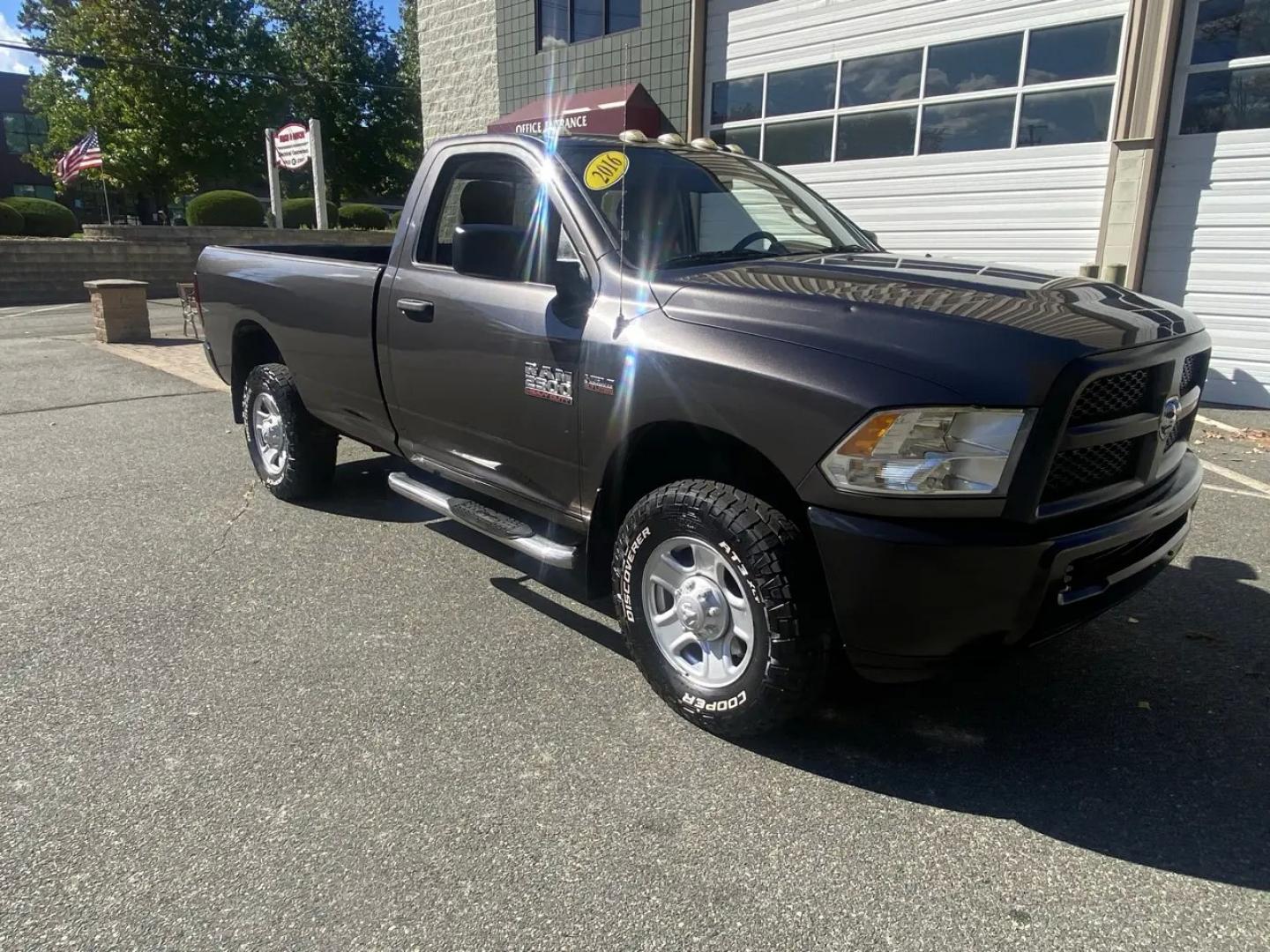2016 Gray /Grey Ram 2500 Tradesman Regular Cab 4WD (3C6LR5AT2GG) with an 5.7L V8 OHV 16V engine, 6A transmission, located at 215 Milton St, Dedham, MA, 02026, (781) 329-5144, 42.241905, -71.157295 - Meet a gray 2016 RAM 2500 that’s built for real work and still knows how to have a little fun doing it. Under the hood, the 5.7L V8 gasoline engine brings that classic eight-cylinder punch, while the automatic transmission keeps things smooth whether you’re cruising through town or heading out t- Photo#1